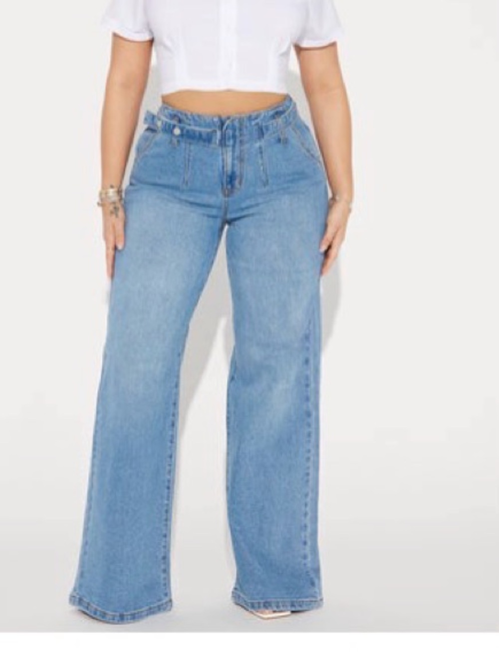 Light Blue Women’s Belted Wide Leg